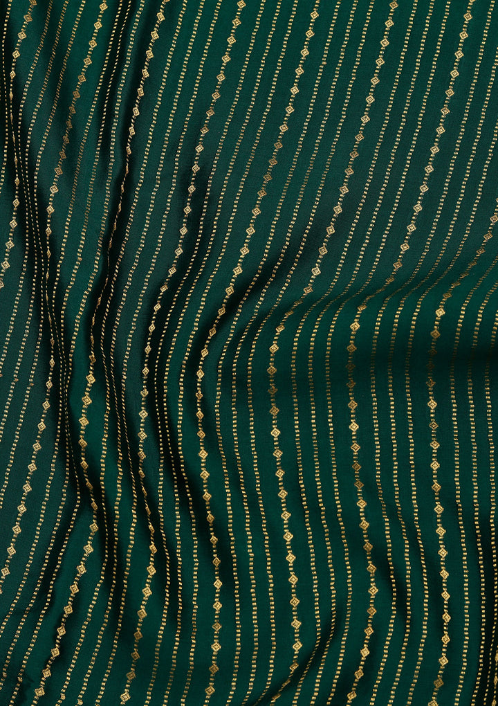 Rama Green Crepe Stripes Saree With Matching Blouse Piece