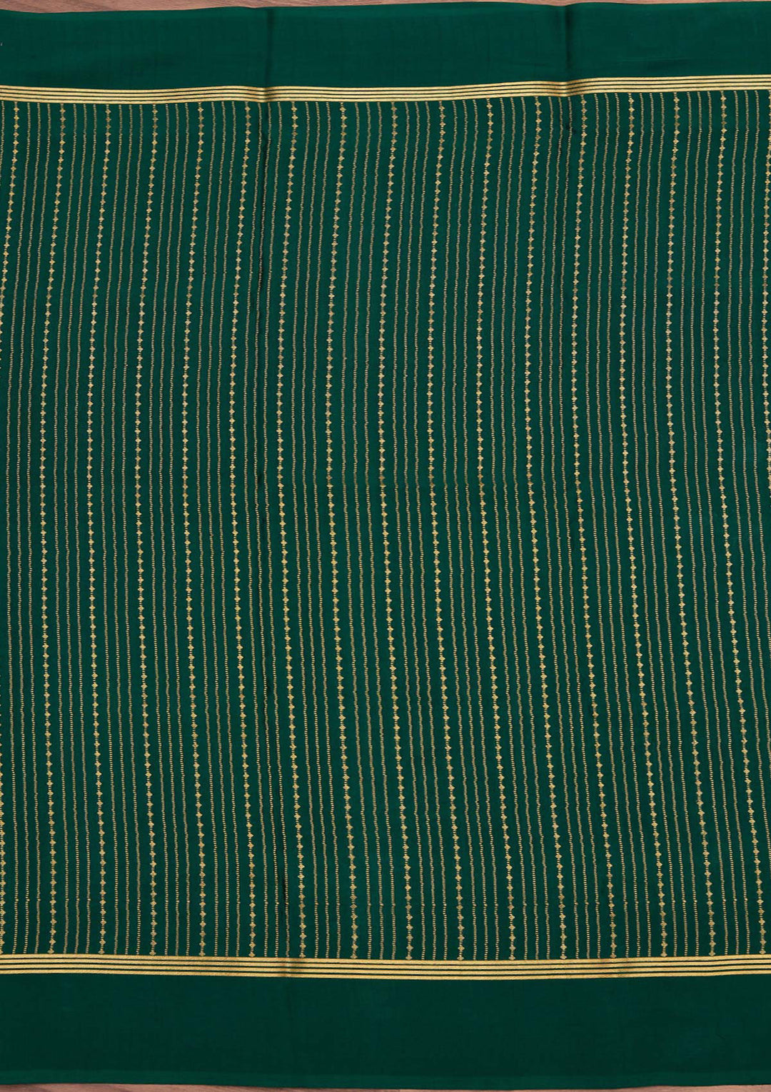 Rama Green Crepe Stripes Saree With Matching Blouse Piece