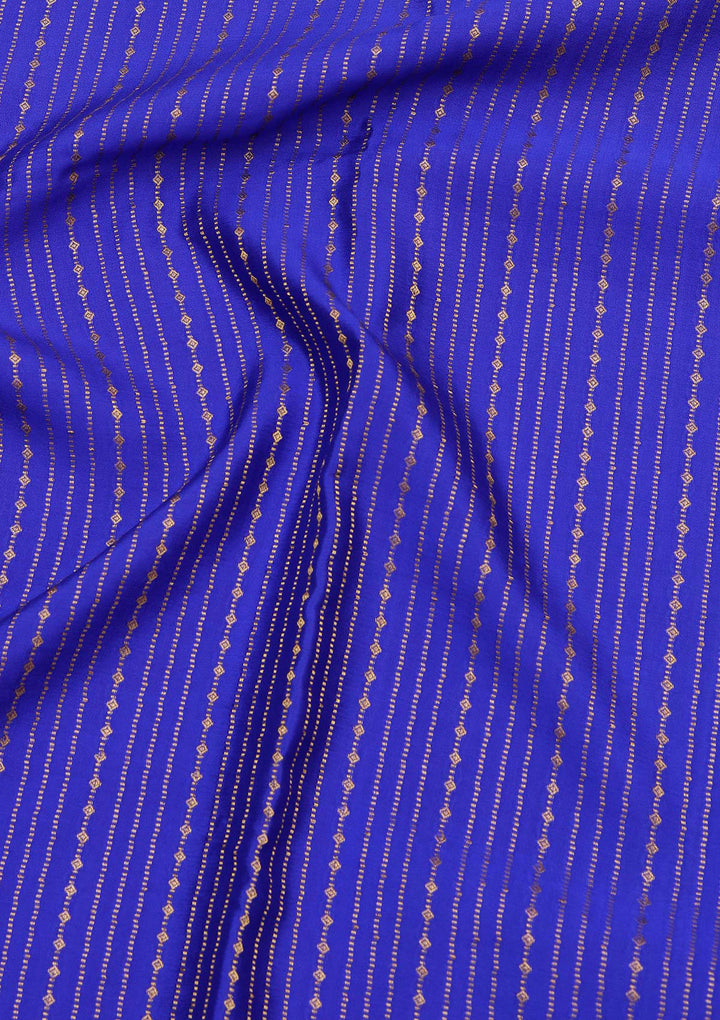 Royal Blue Crepe Stripes Saree With Matching Blouse Piece