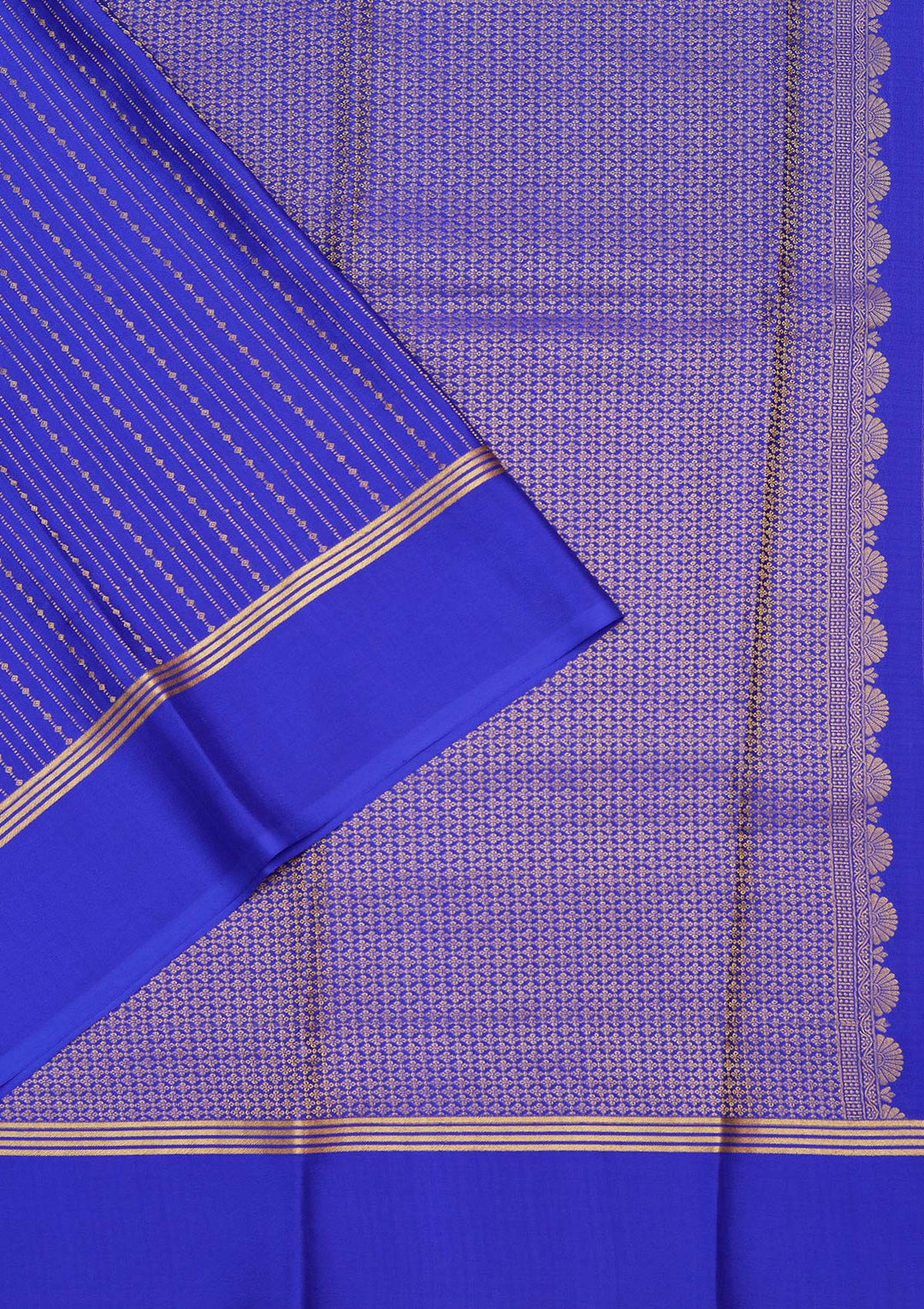 Royal Blue Crepe Stripes Saree With Matching Blouse Piece