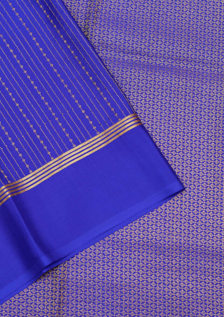 Royal Blue Crepe Stripes Saree With Matching Blouse Piece