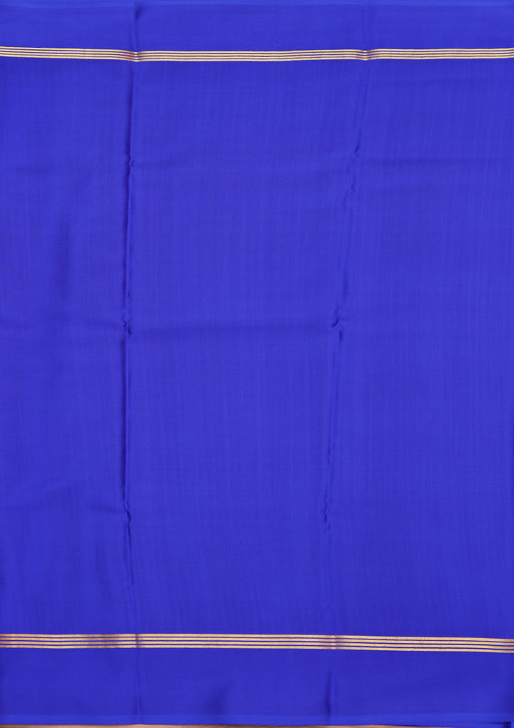 Royal Blue Crepe Stripes Saree With Matching Blouse Piece