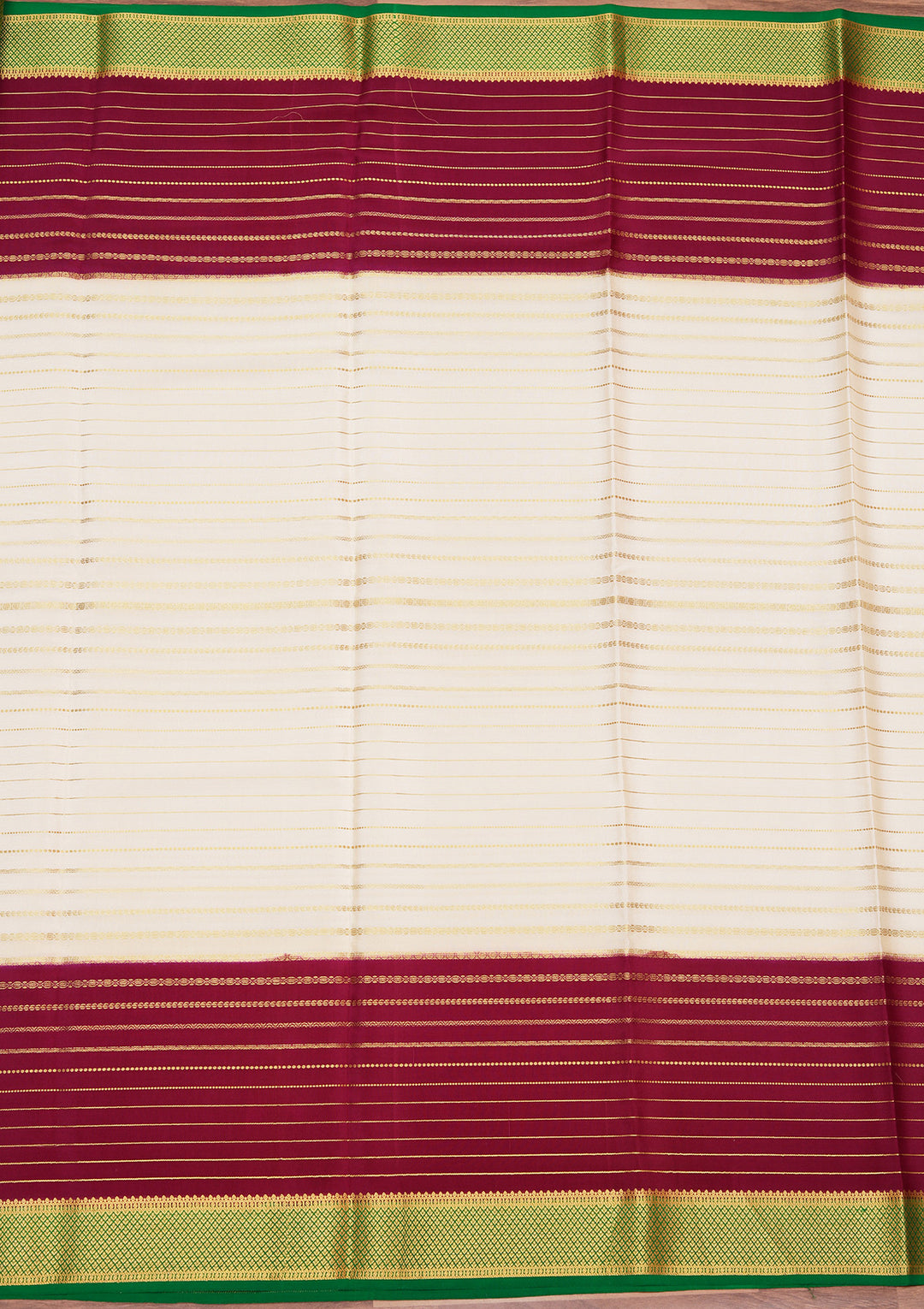 Off White Crepe Stripes Saree With Matching Blouse Piece