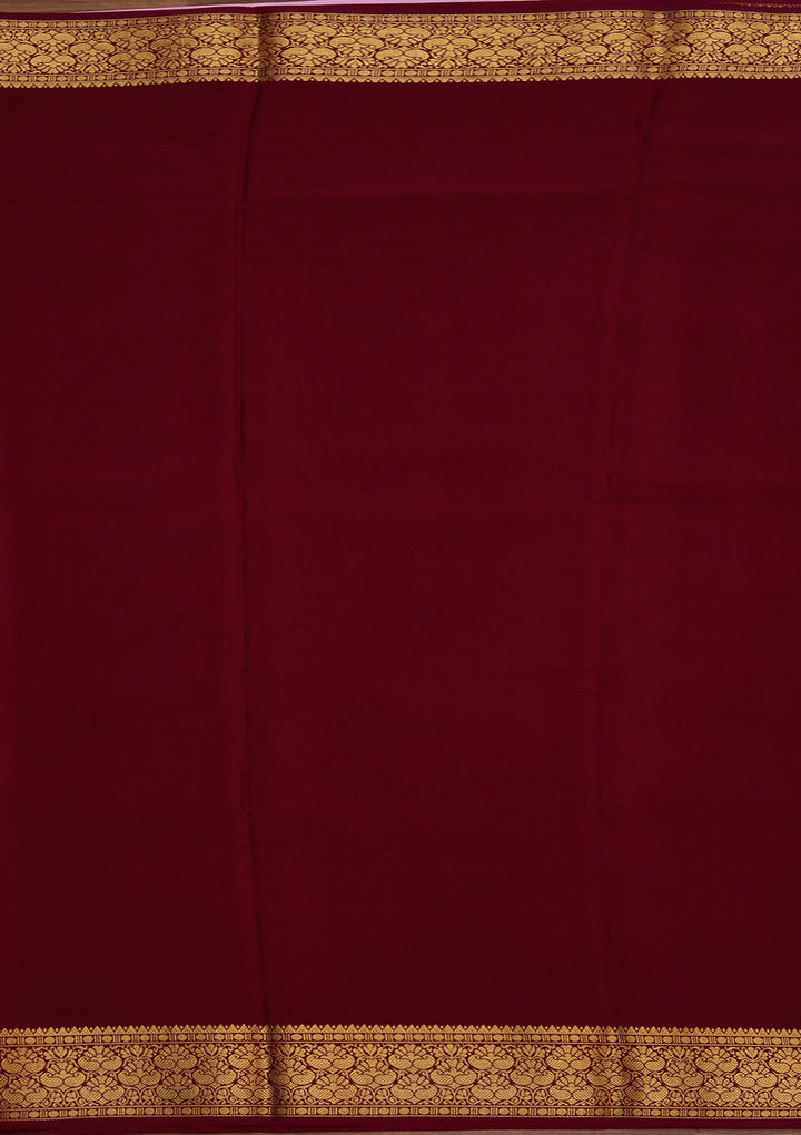 Pink Crepe Checks Saree With Matching Blouse Piece