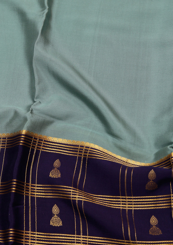 Sky Blue Crepe Checks Saree With Matching Blouse Piece