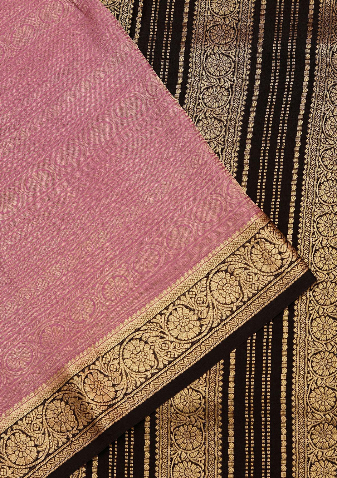 Onion Pink Crepe Jaal Saree With Matching Blouse Piece