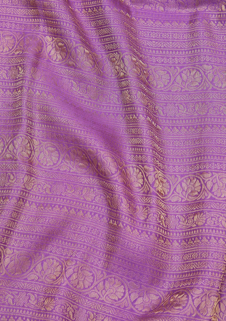 Purple Crepe Jaal Saree With Matching Blouse Piece