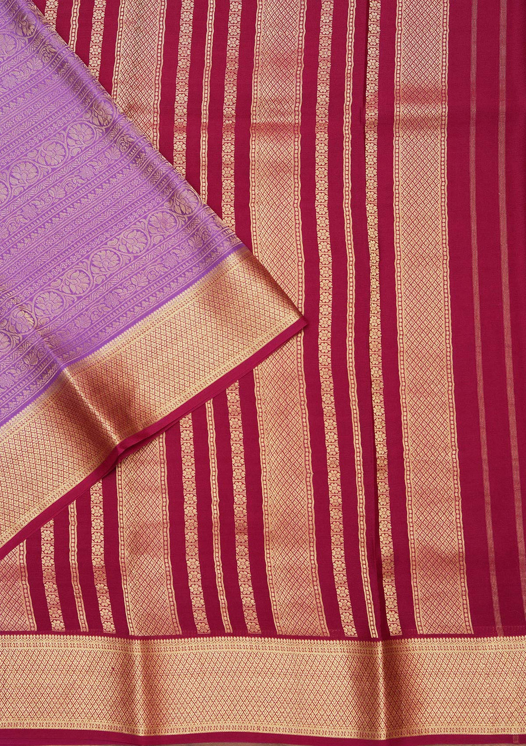 Purple Crepe Jaal Saree With Matching Blouse Piece