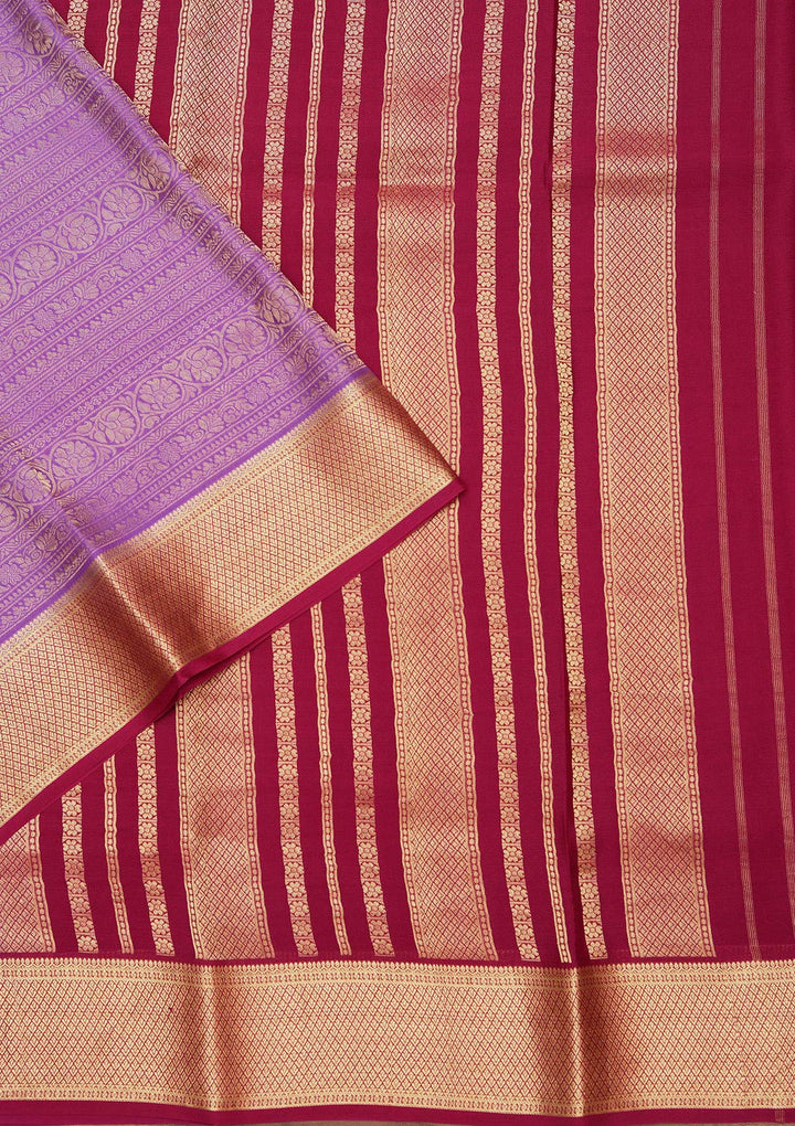 Purple Crepe Jaal Saree With Matching Blouse Piece