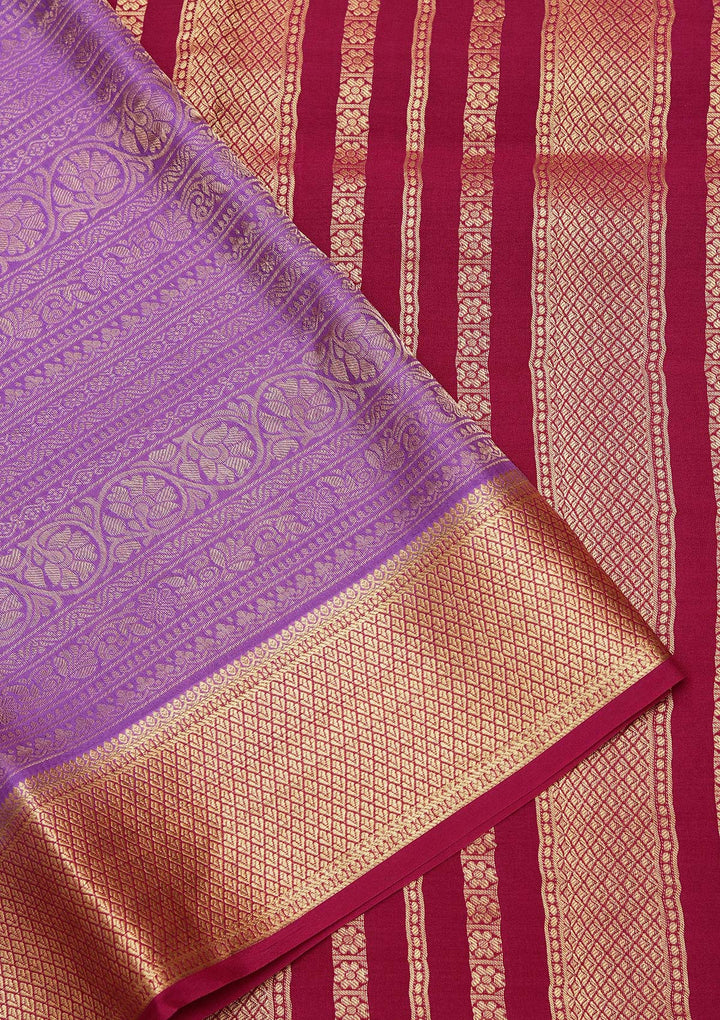 Purple Crepe Jaal Saree With Matching Blouse Piece