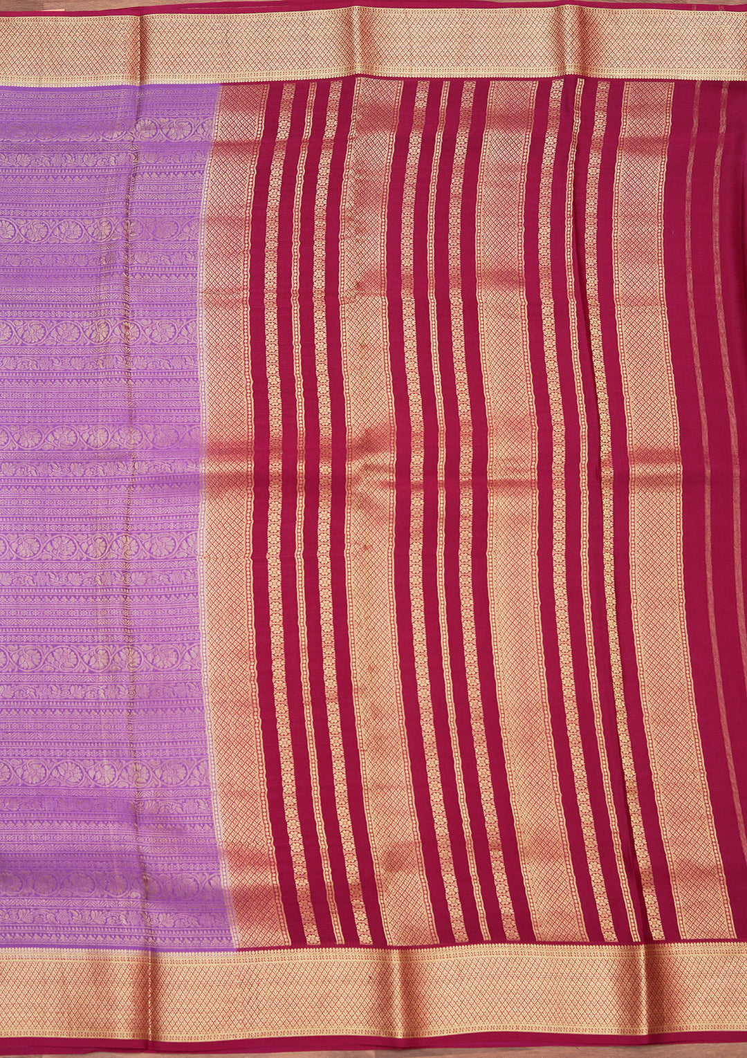 Purple Crepe Jaal Saree With Matching Blouse Piece