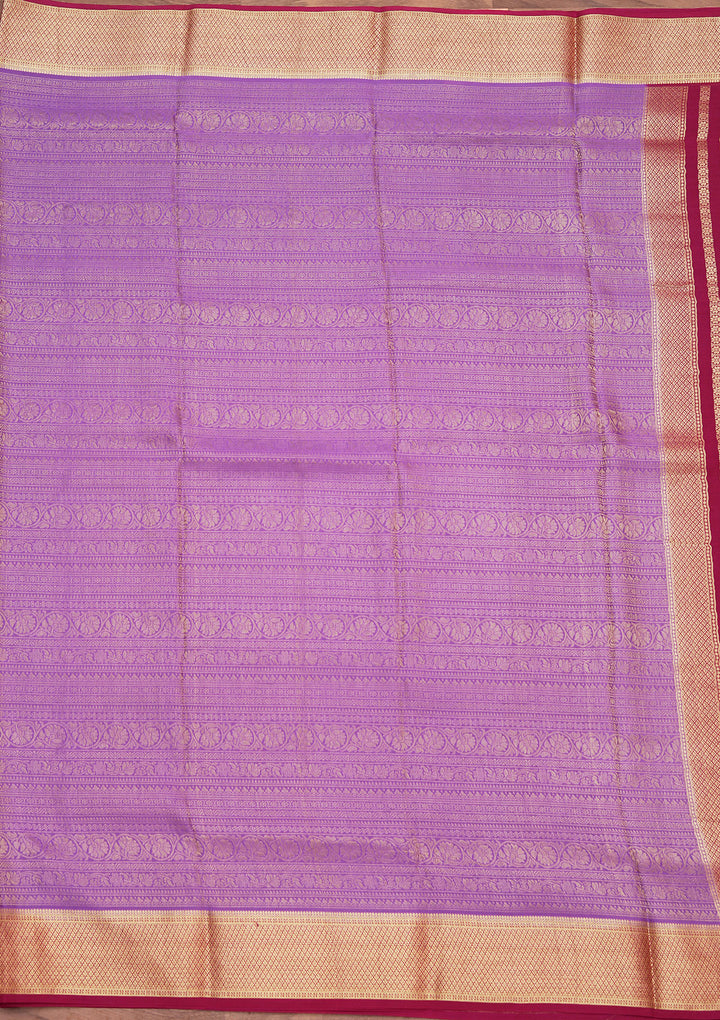 Purple Crepe Jaal Saree With Matching Blouse Piece