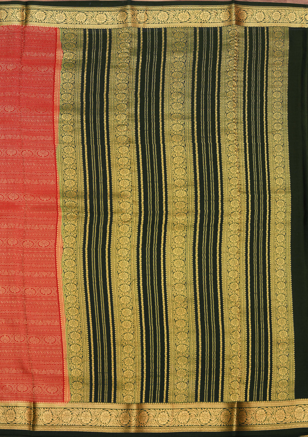 Red Crepe Jaal Saree With Matching Blouse Piece