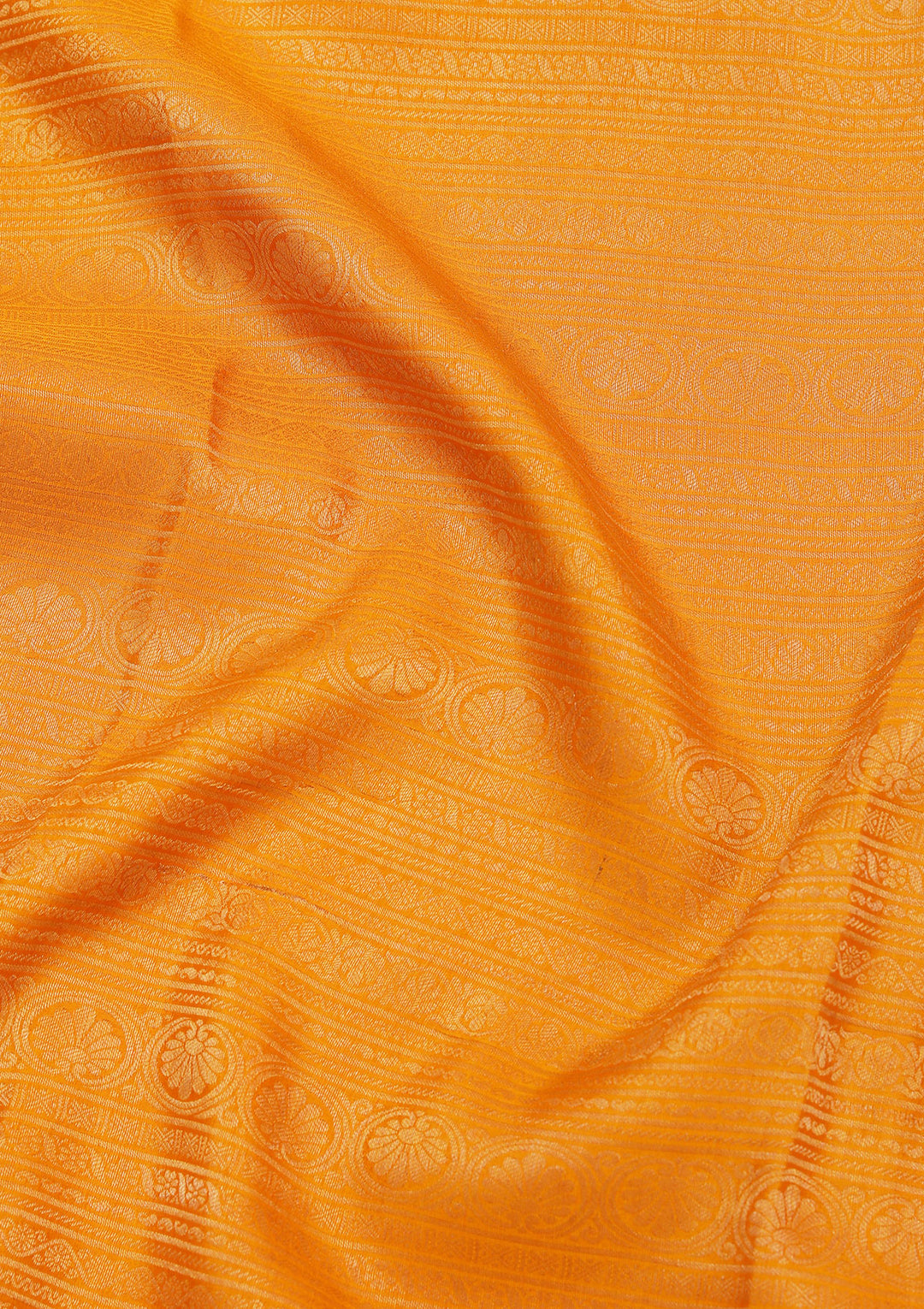 Yellow Crepe Jaal Saree With Matching Blouse Piece