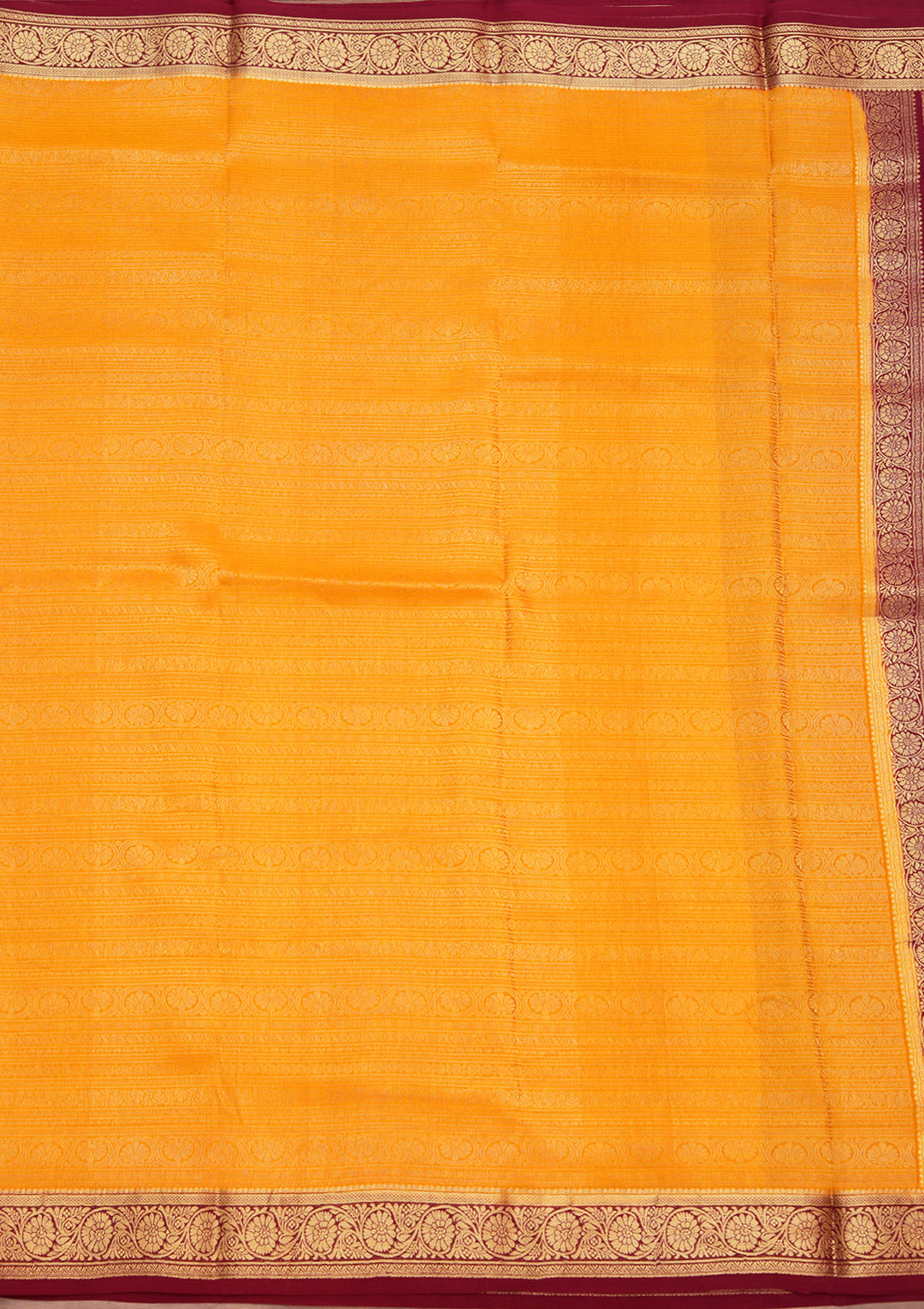 Yellow Crepe Jaal Saree With Matching Blouse Piece