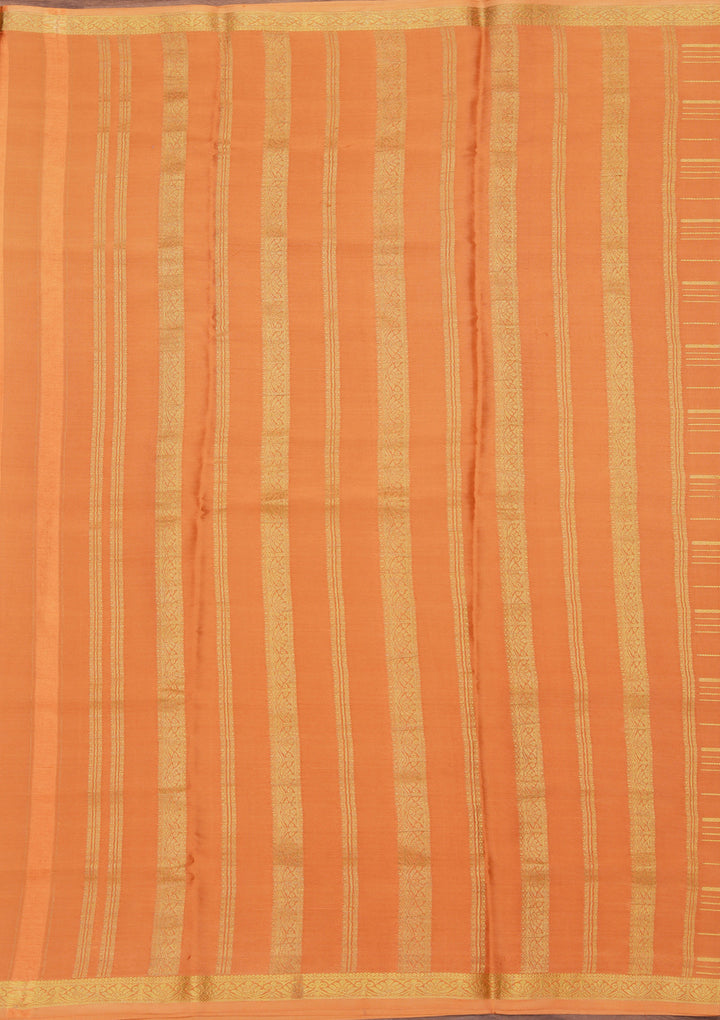 Mustard Yellow Crepe Stripes Saree With Matching Blouse Piece