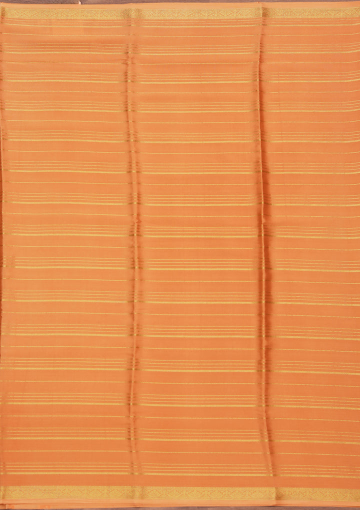 Mustard Yellow Crepe Stripes Saree With Matching Blouse Piece