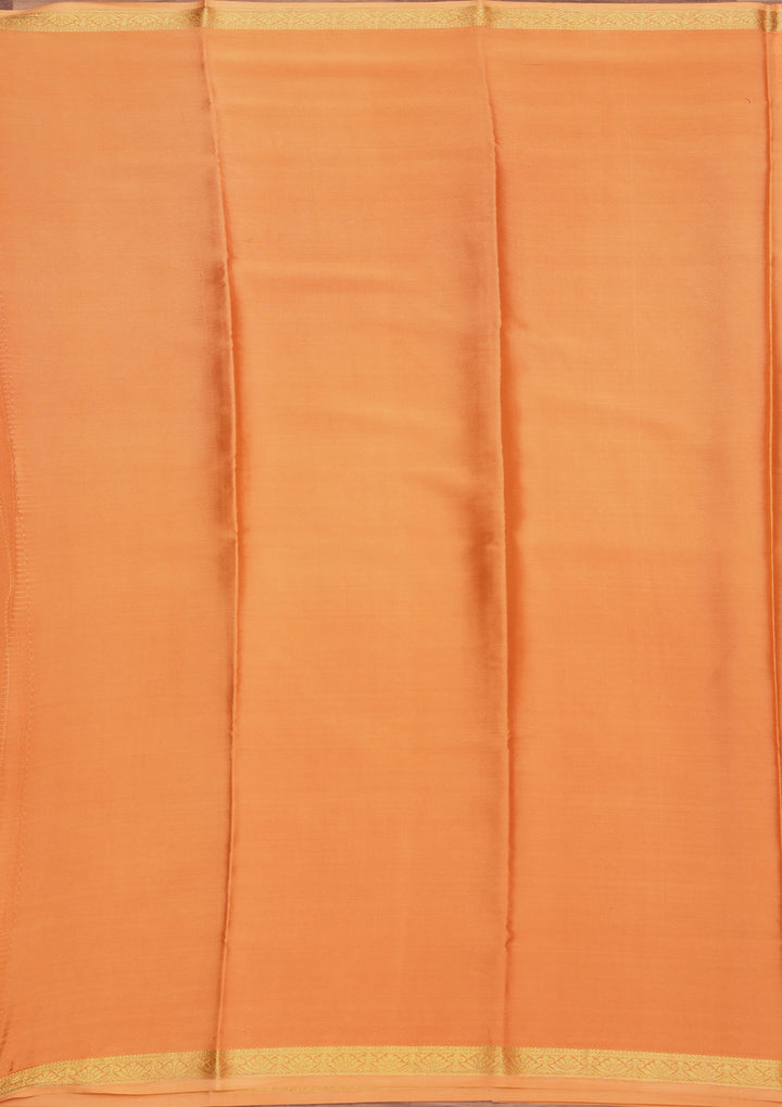 Mustard Yellow Crepe Stripes Saree With Matching Blouse Piece