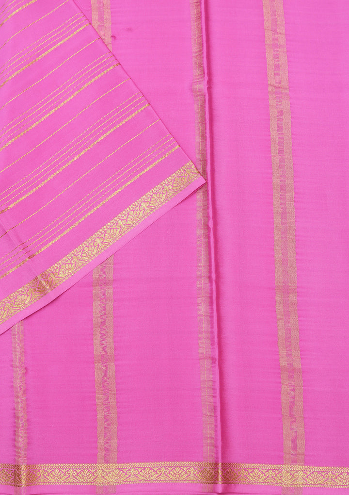 Pink Crepe Stripes Saree With Matching Blouse Piece