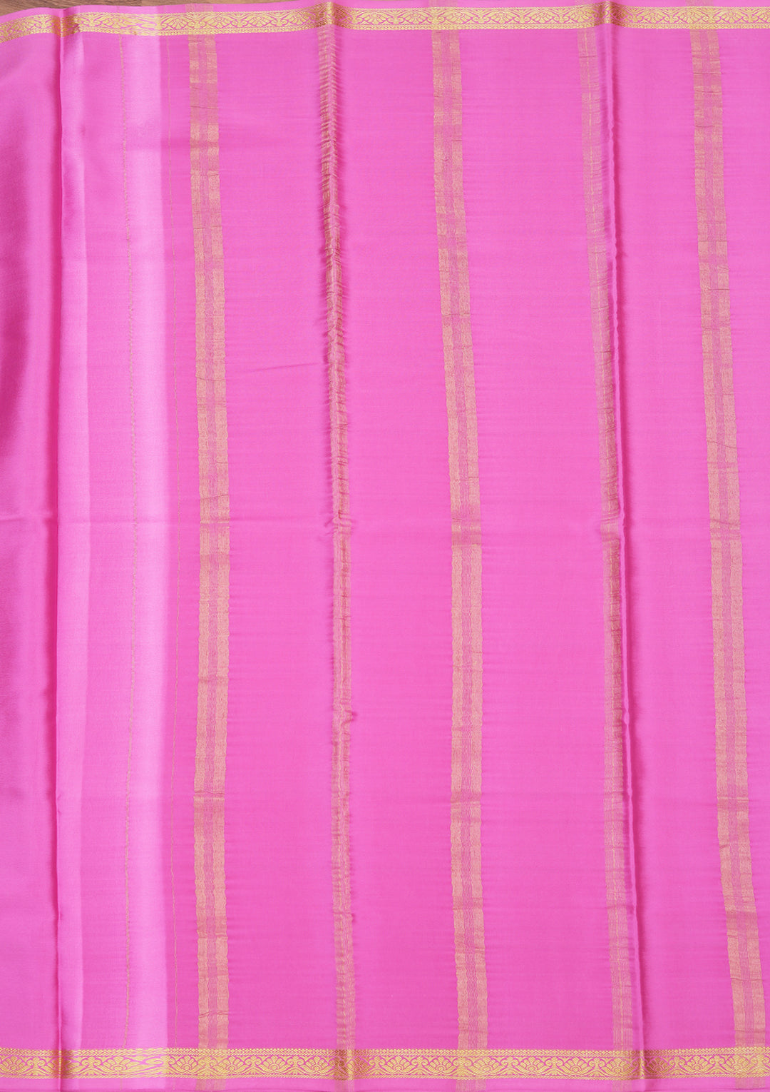 Pink Crepe Stripes Saree With Matching Blouse Piece