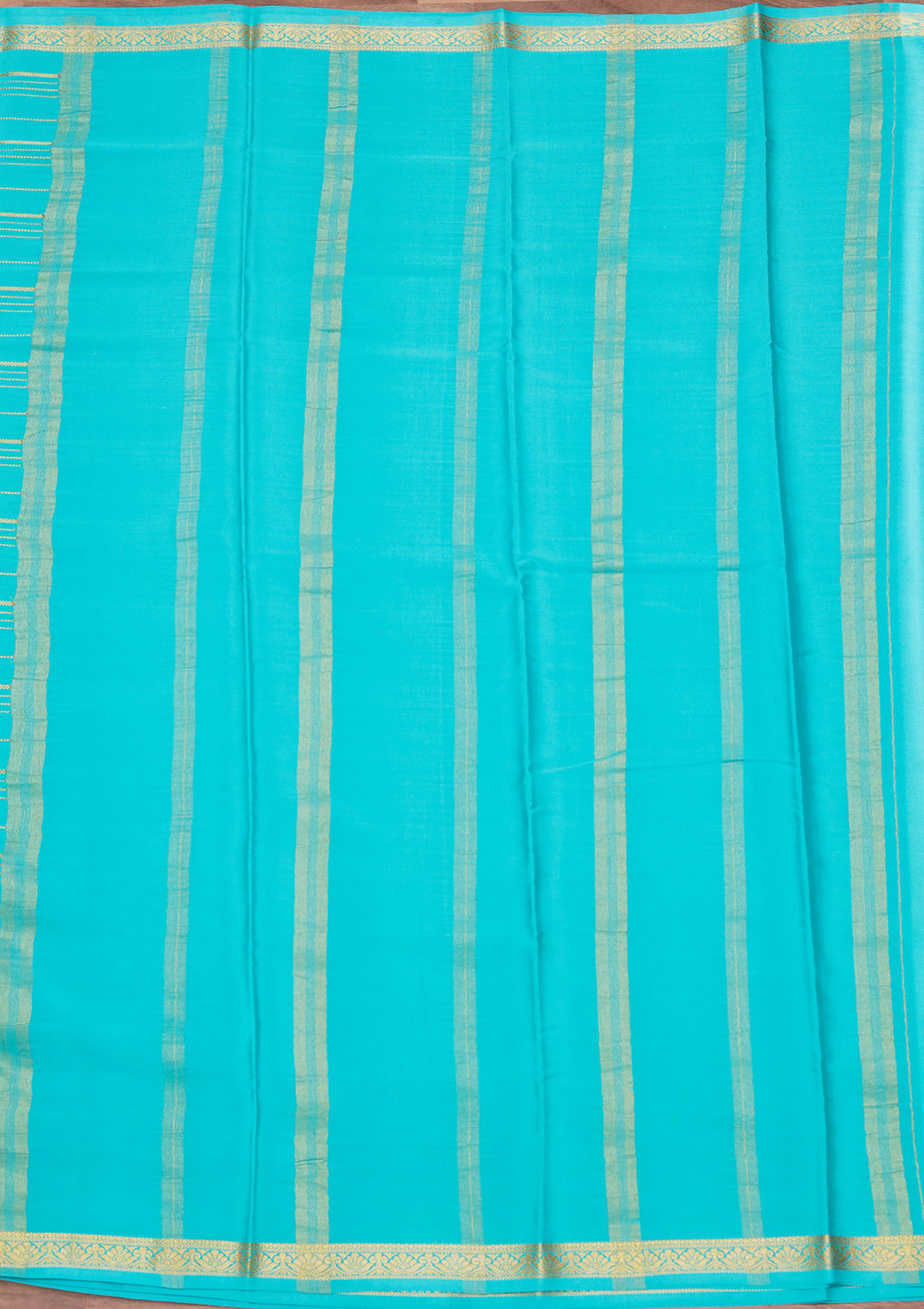 Sky Blue Crepe Stripes Saree With Matching Blouse Piece