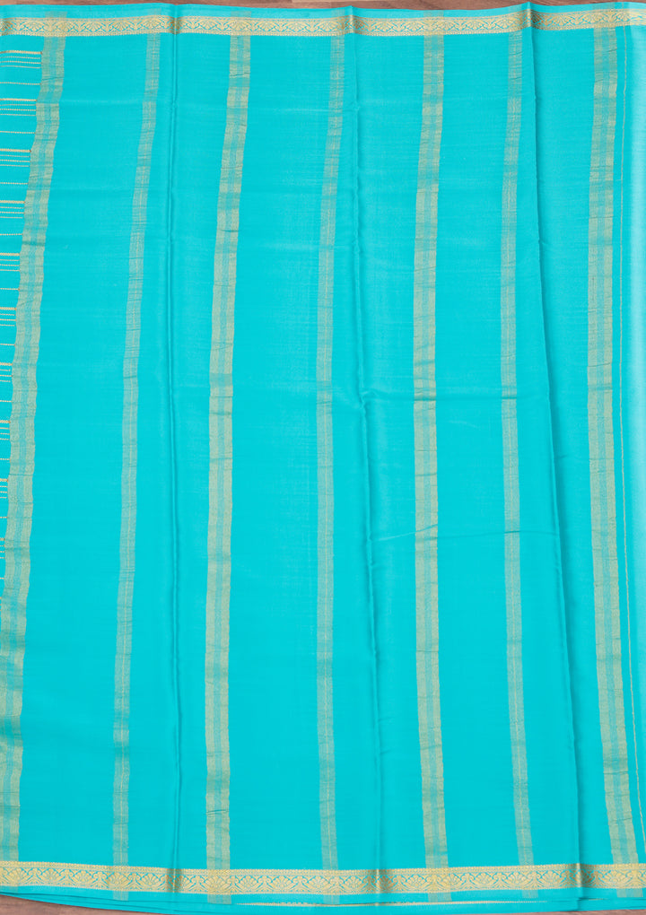 Sky Blue Crepe Stripes Saree With Matching Blouse Piece