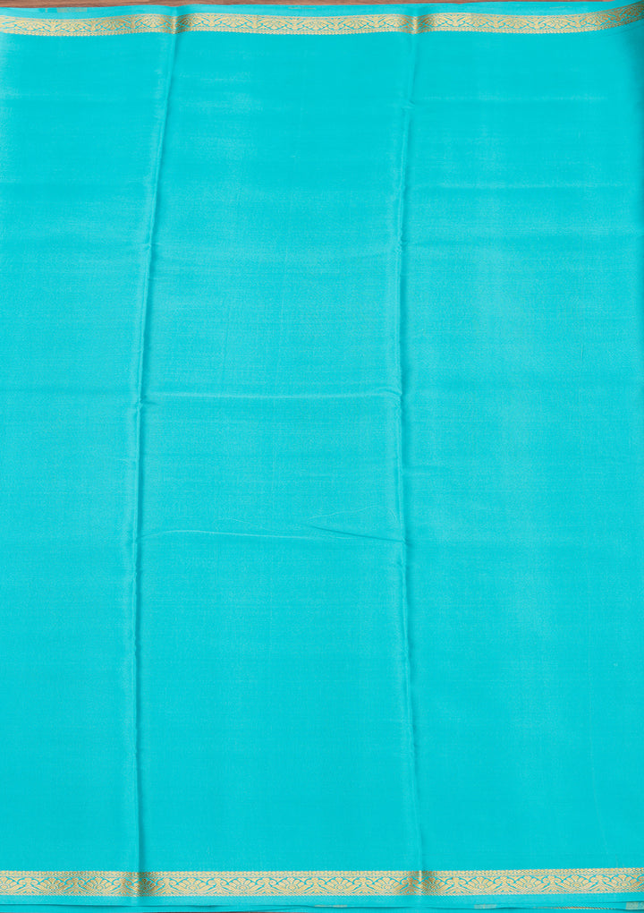 Sky Blue Crepe Stripes Saree With Matching Blouse Piece