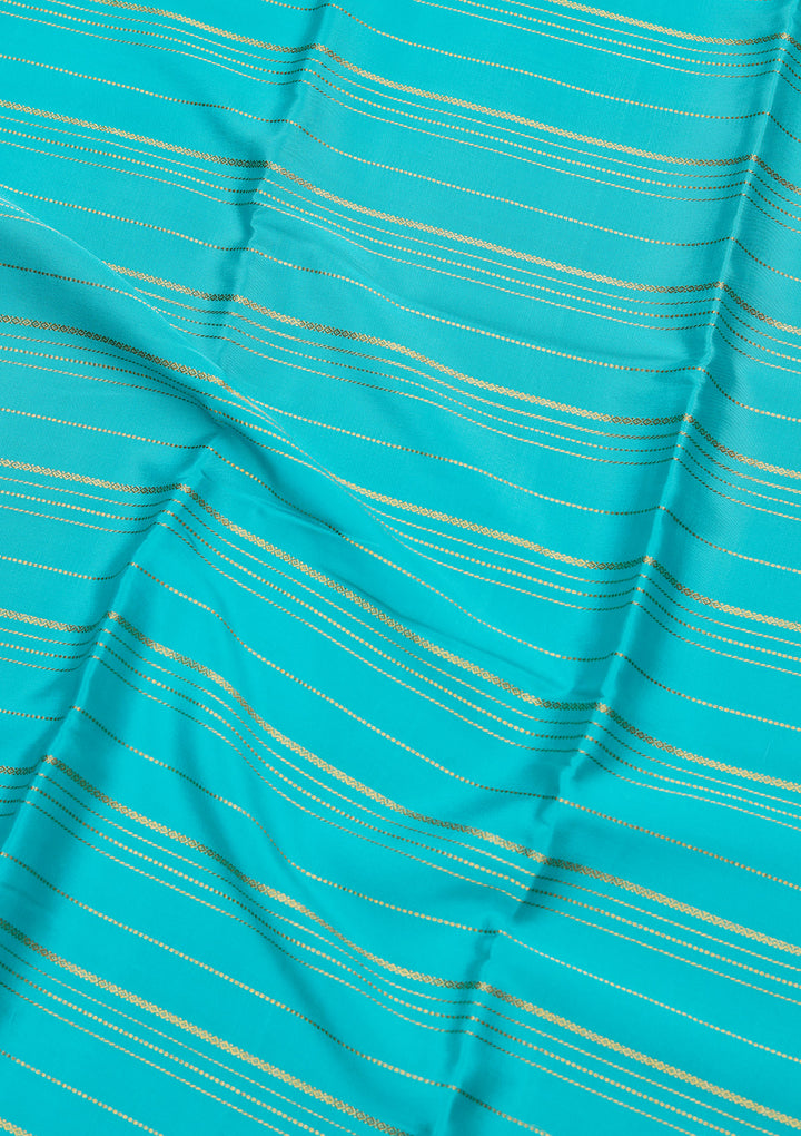 Sky Blue Crepe Stripes Saree With Matching Blouse Piece