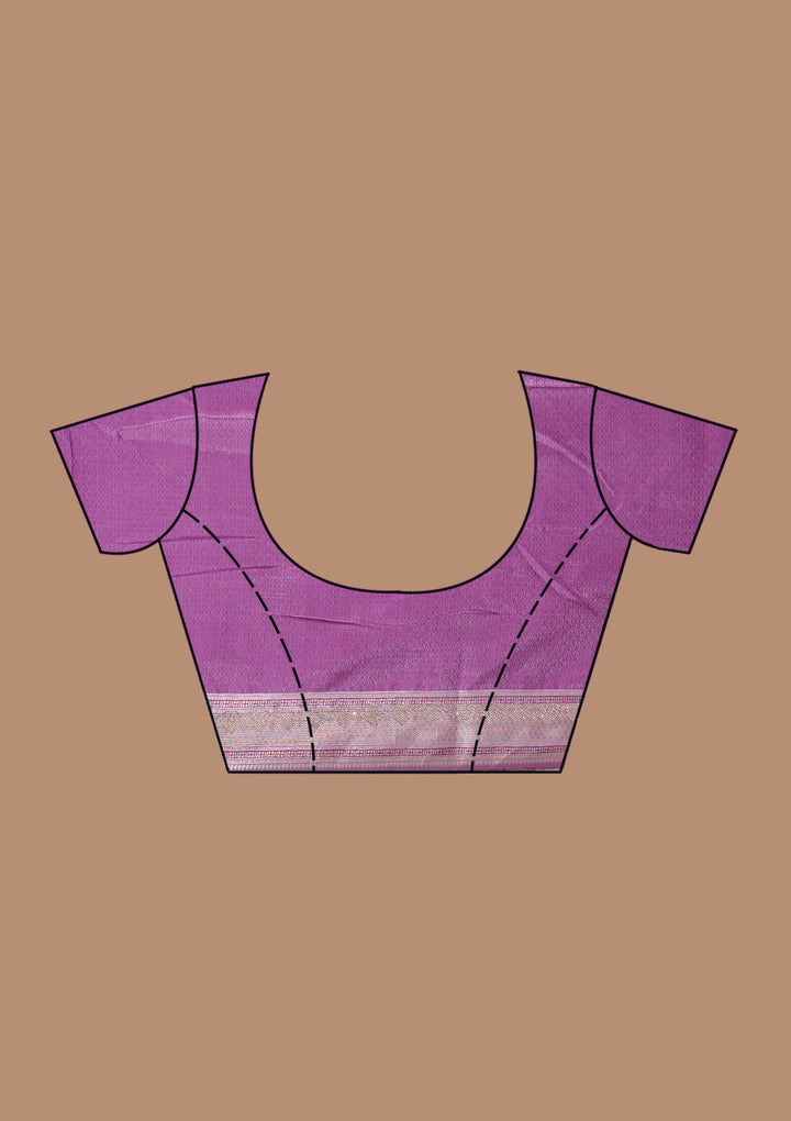 Lavender Silk Jaal Gold Stonework Saree With Matching Blouse Piece