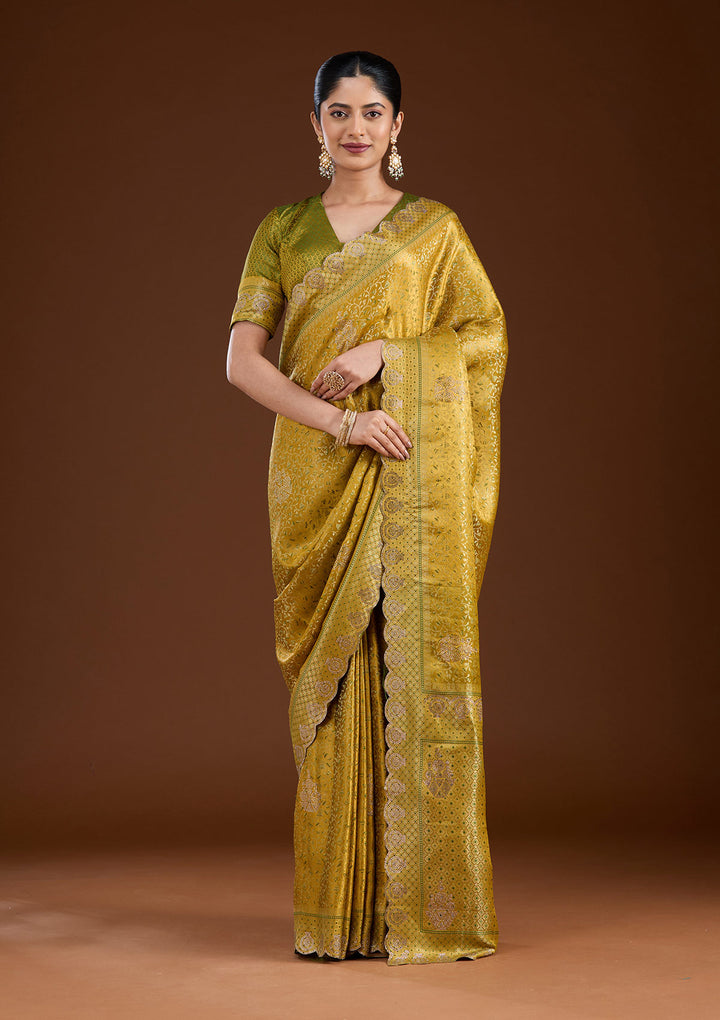 Mustard Stonework (Gold) Silk Saree