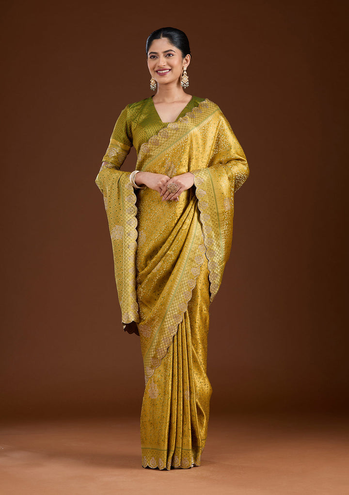 Mustard Stonework (Gold) Silk Saree