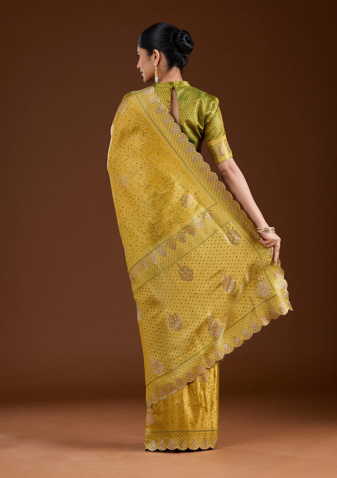 Mustard Stonework (Gold) Silk Saree