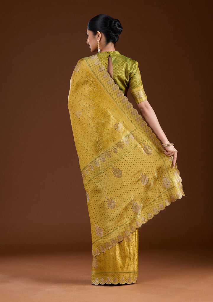 Mustard Stonework (Gold) Silk Saree
