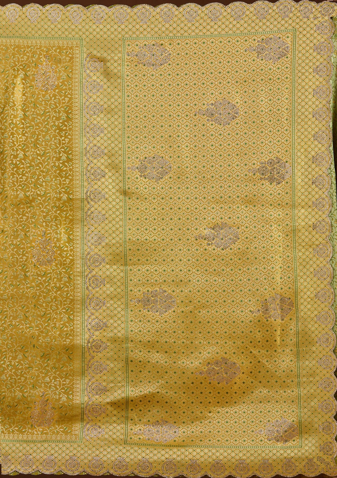 Mustard Stonework (Gold) Silk Saree