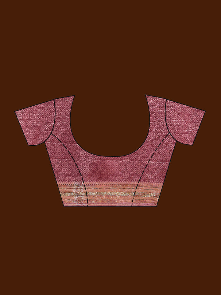 Mauve Silk Buti Gold Stonework Saree With Matching Blouse Piece