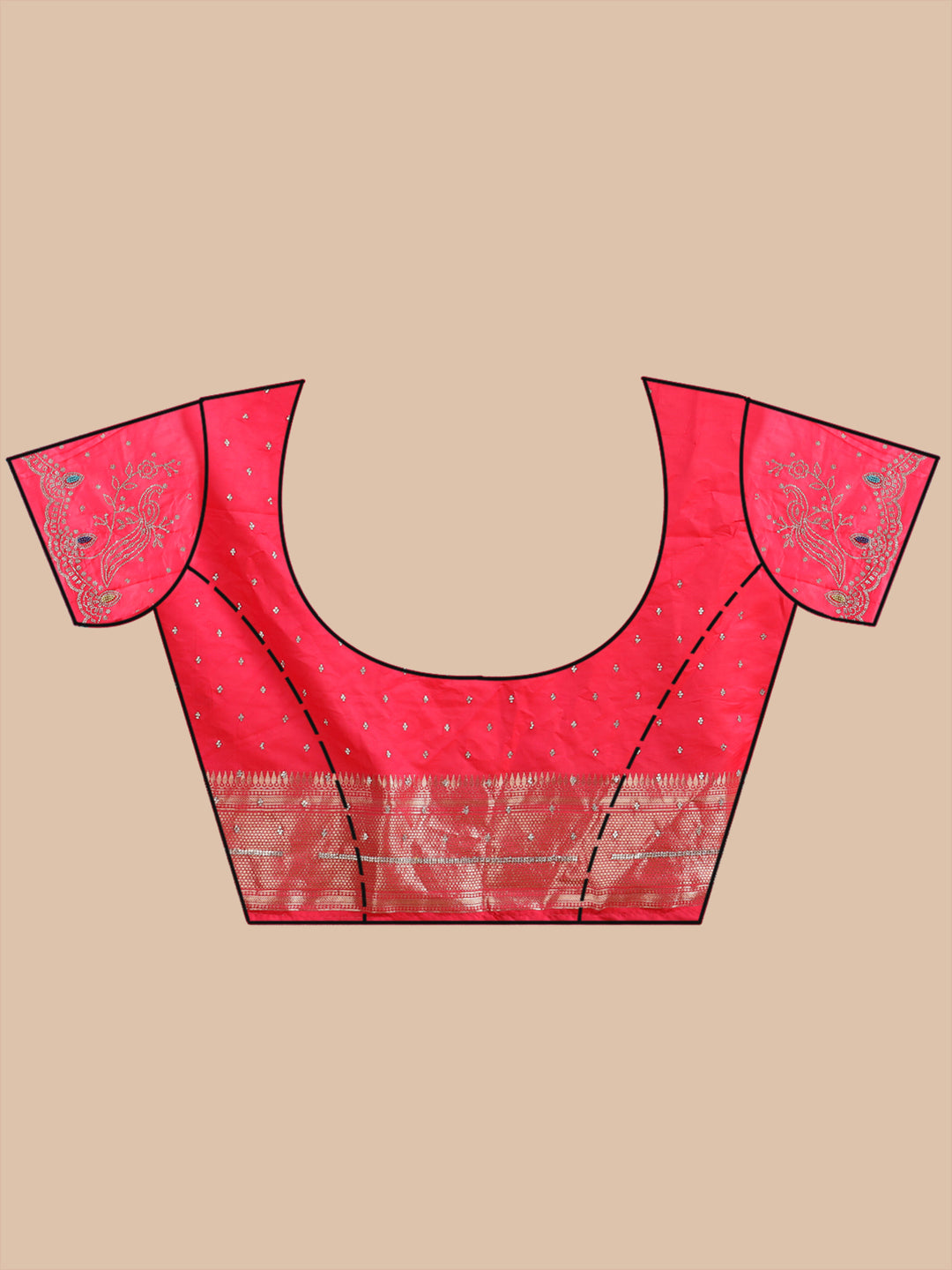 Rani Pink Silk Buti Stonework Saree With Matching Blouse Piece