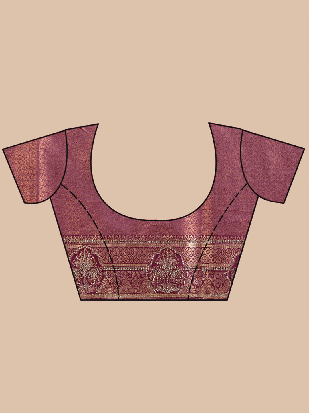 Baby Pink Silk Buti Stonework Saree With Matching Blouse Piece