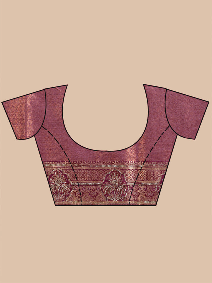 Baby Pink Silk Buti Stonework Saree With Matching Blouse Piece