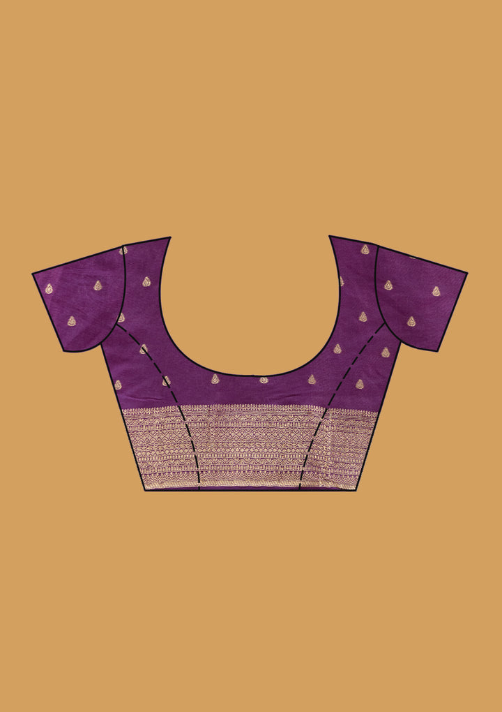 Purple Silk Jaal Zariwork Saree With Matching Blouse Piece