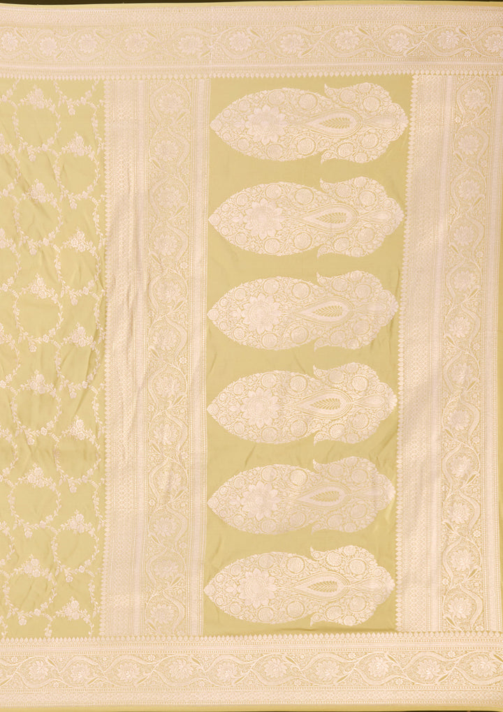 Pista Green Zariwork (Gold) Art Silk Saree