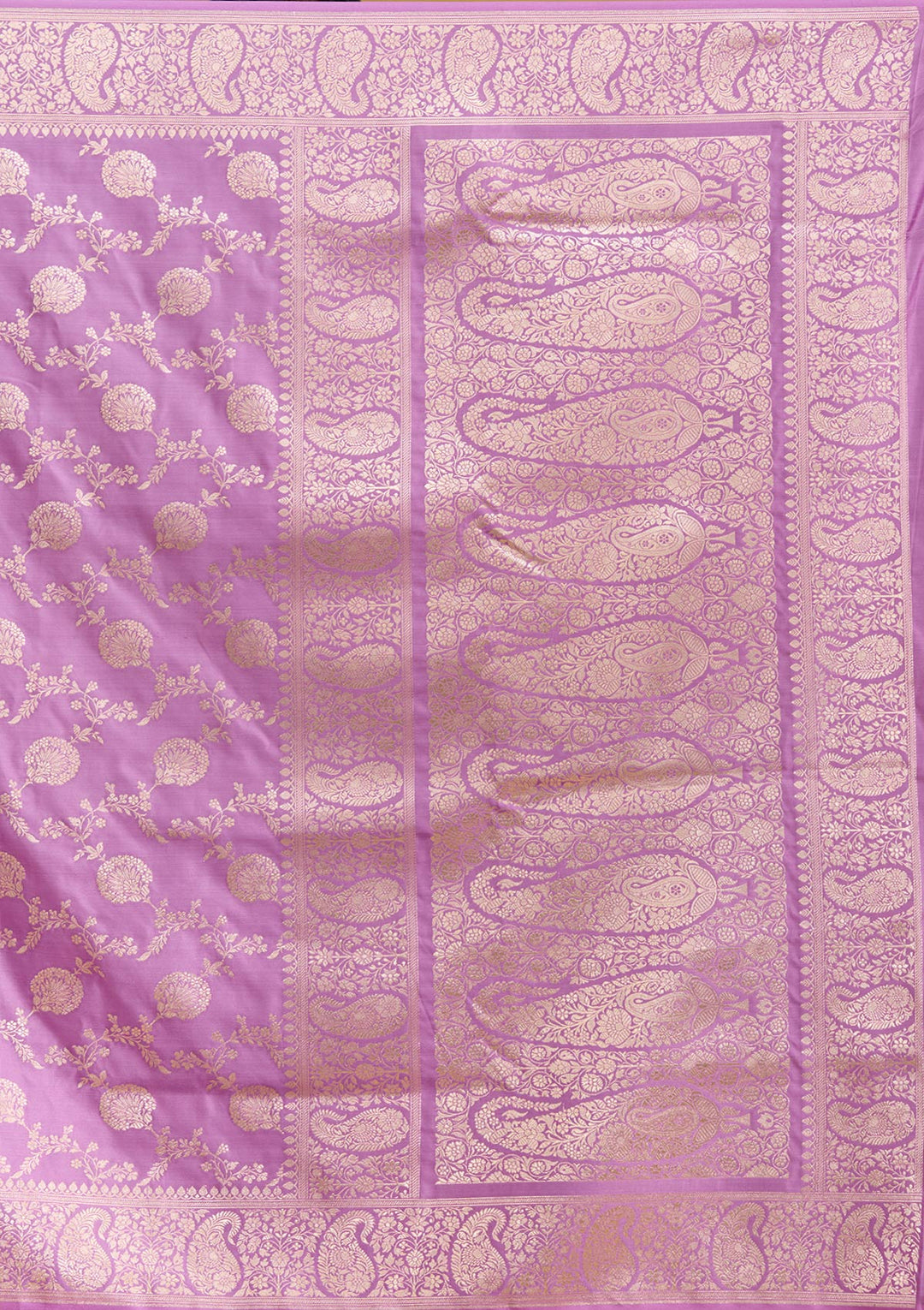 Lavender Silk Jaal Zariwork Saree With Matching Blouse Piece