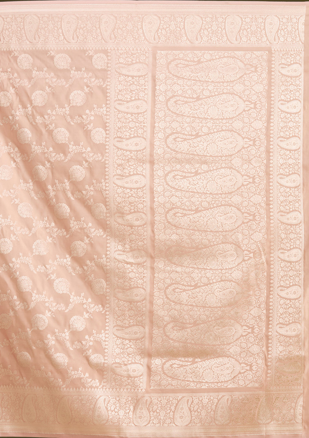 Light Brown Silk Jaal Zariwork Saree With Matching Blouse Piece