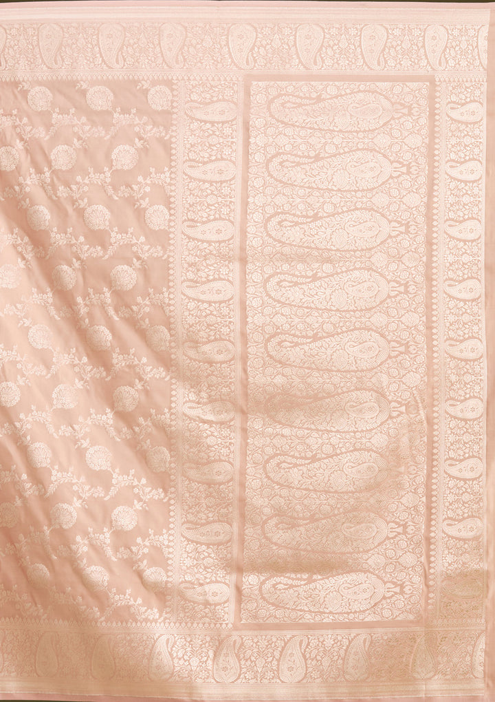 Light Brown Silk Jaal Zariwork Saree With Matching Blouse Piece