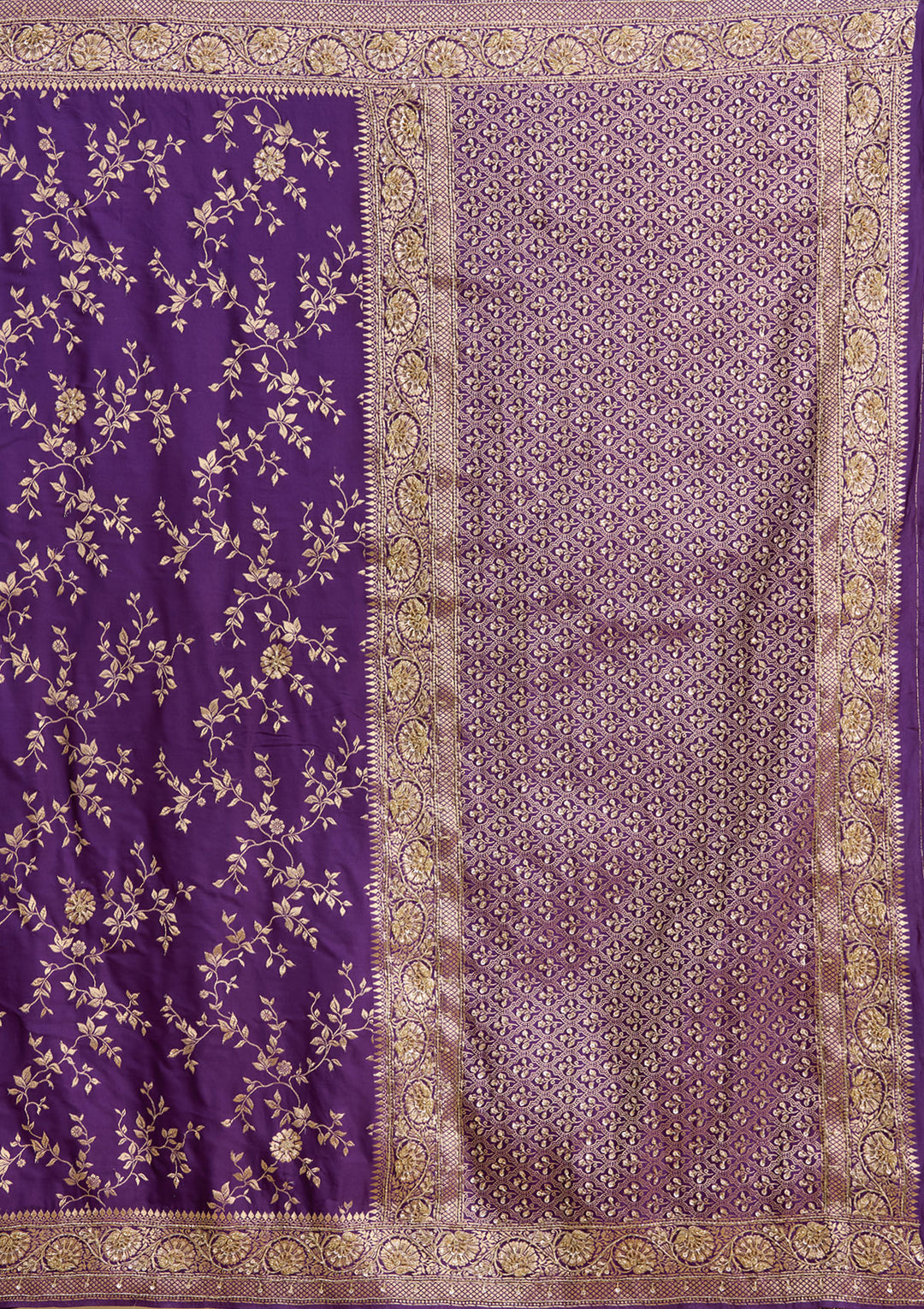 Purple Silk Buti Cutdana Saree With Matching Blouse Piece