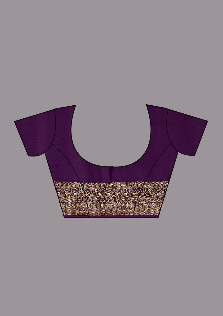 Purple Aariwork Silk Saree