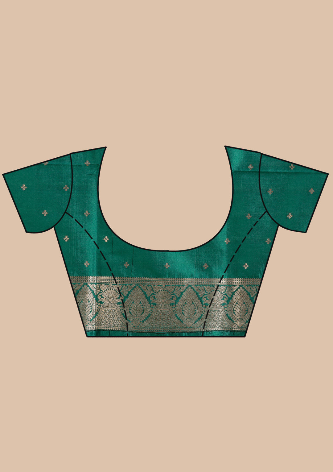 Green Silk Buti Gold Zariwork Saree With Matching Blouse Piece