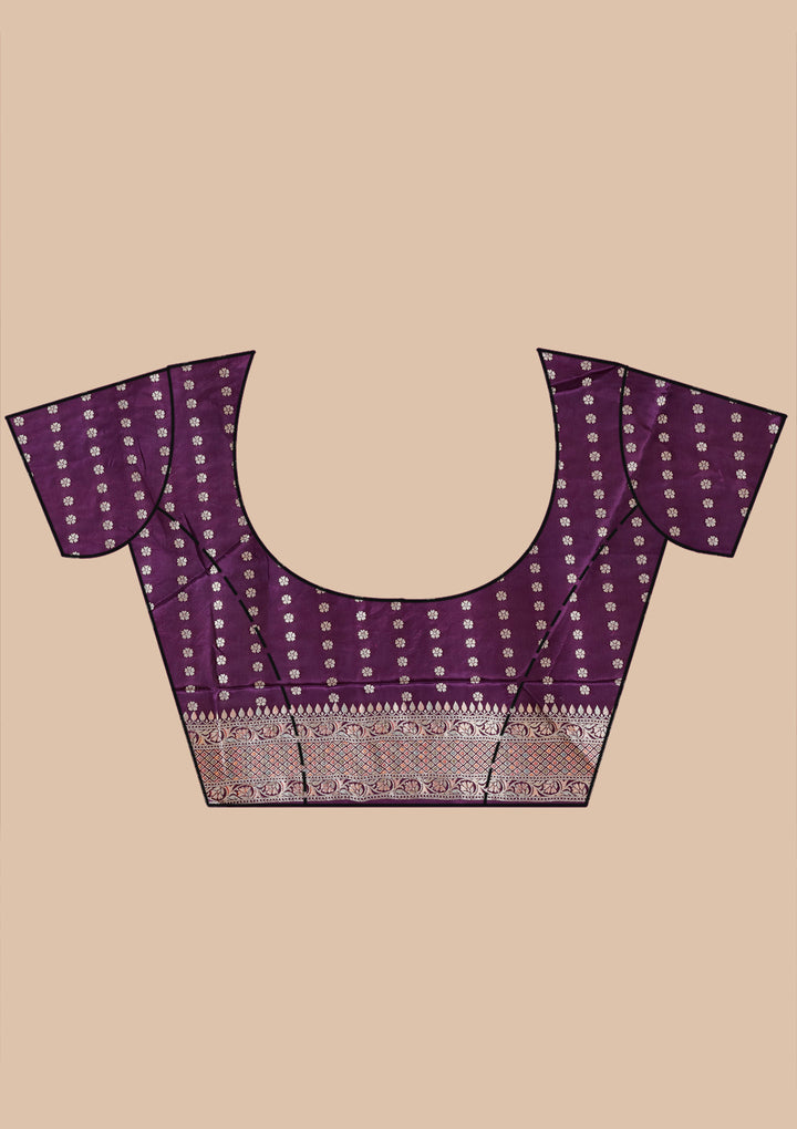 Violet Silk Buti Gold Zariwork Saree With Matching Blouse Piece