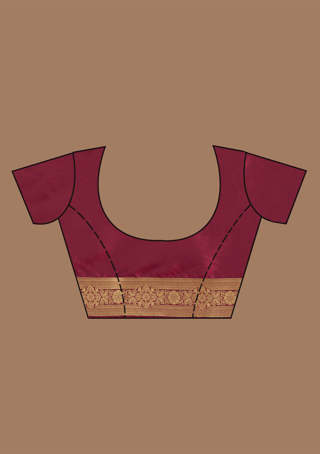 Maroon Silk Jaal Gold Zariwork Saree With Matching Blouse Piece