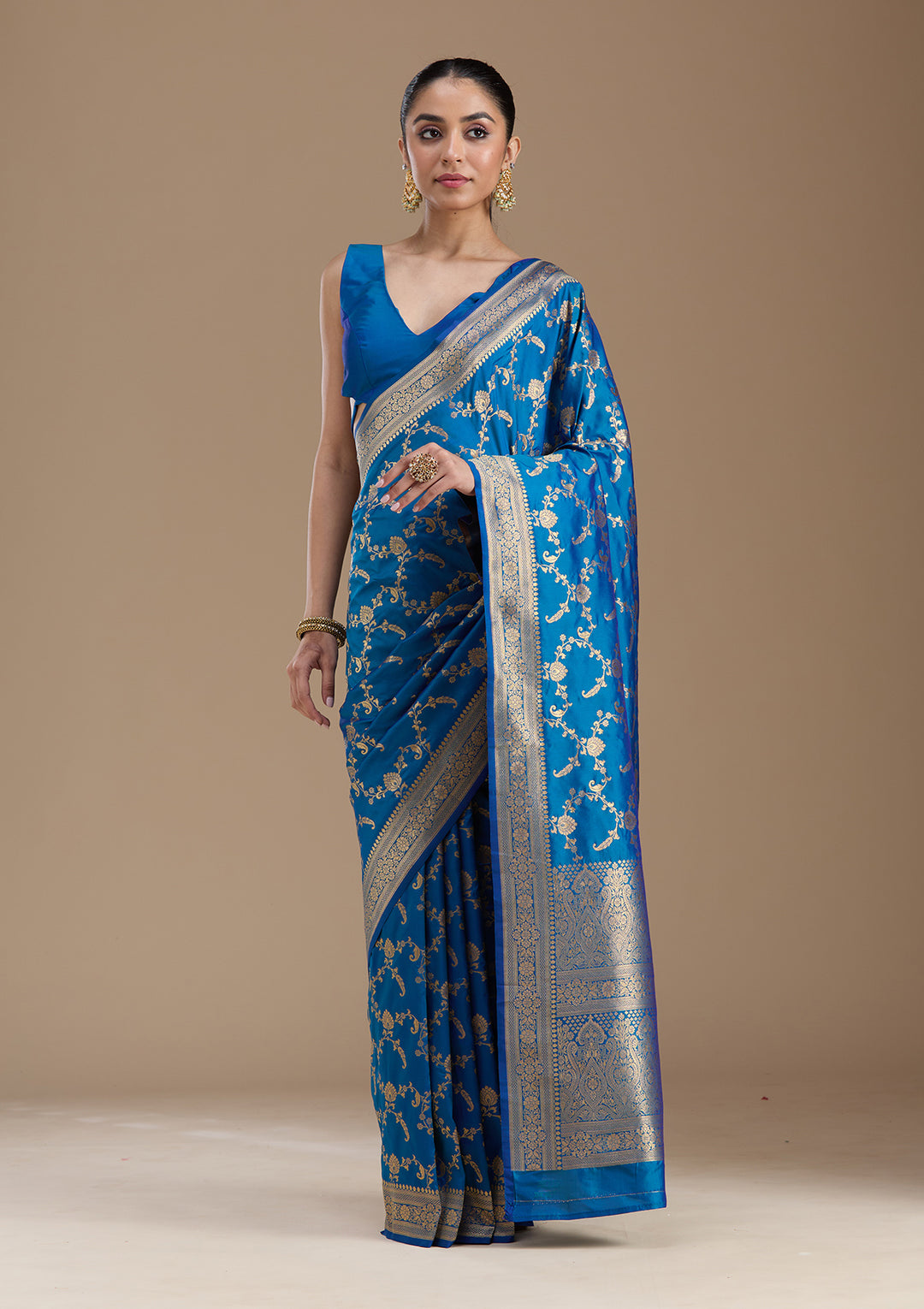 Royal Blue Zariwork Art Silk Saree