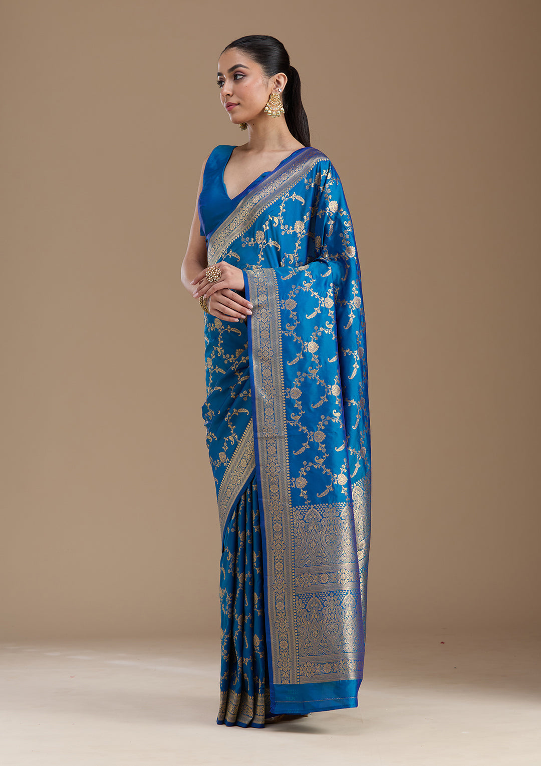 Royal Blue Zariwork Art Silk Saree